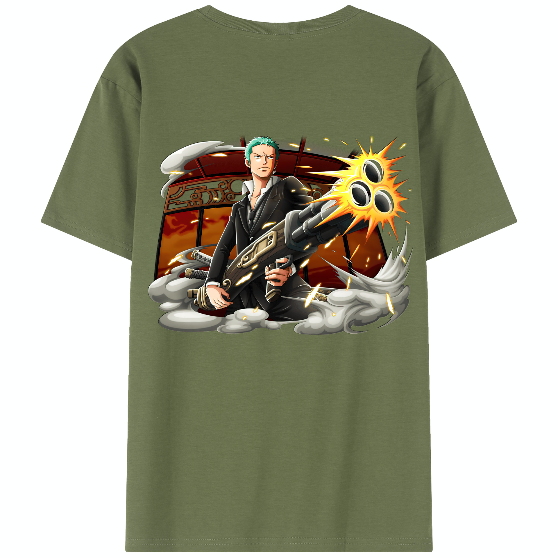ワンピース ロロノア・ゾロ ONE PIECE Roronoa Zoro 綿100％半袖Tシャツ（背面プリント）